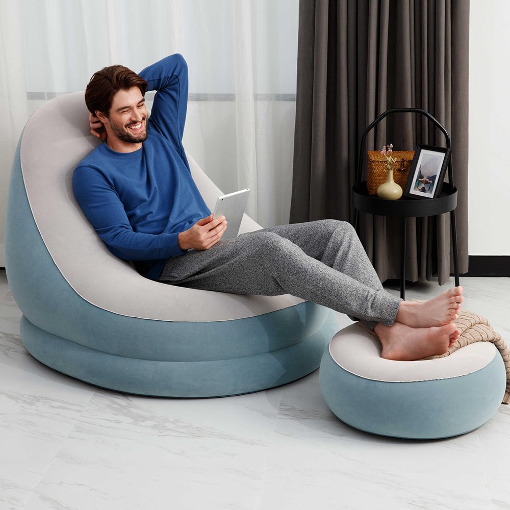 SOFÁ SILLÓN INFLABLE CON POSA PIES PUFF INFLABLE . BESTWAY - COMERCIAL  OCÉANO
