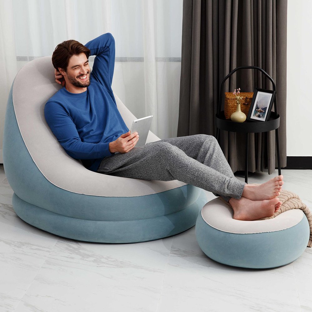 Sillón Inflable con Posa Pies celeste Bestway - Imagen 3