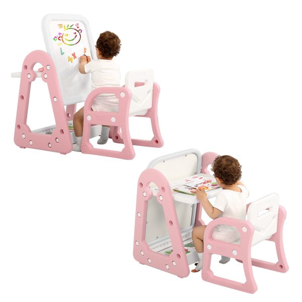 Mesa Multifuncional Pizarra con Silla color Rosado - Imagen 2