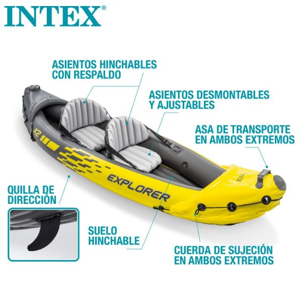Kayak Inflable Explorer K2 Amarillo Intex - Imagen 4