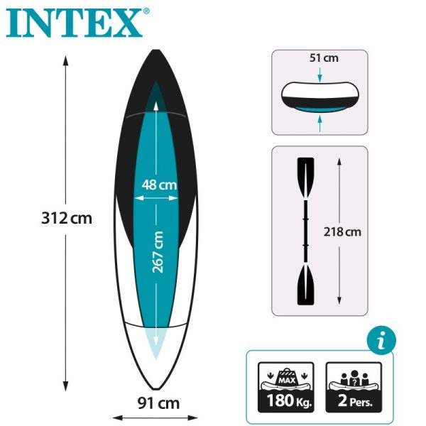 Kayak Inflable Explorer K2 Amarillo Intex - Imagen 6