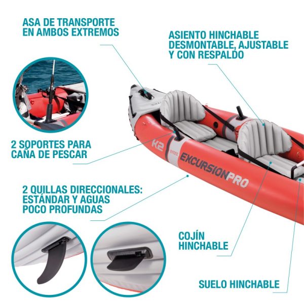 Kayak Inflable Excursión Pro K2 Intex - Imagen 4