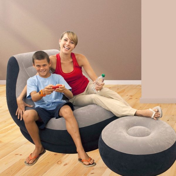 Sillón Inflable con Posa Pies Gris Intex - Imagen 6