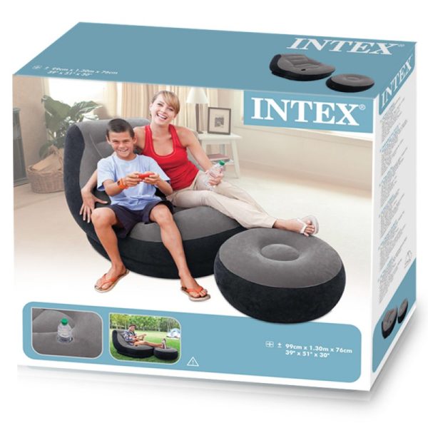 Sillón Inflable con Posa Pies Gris Intex - Imagen 8