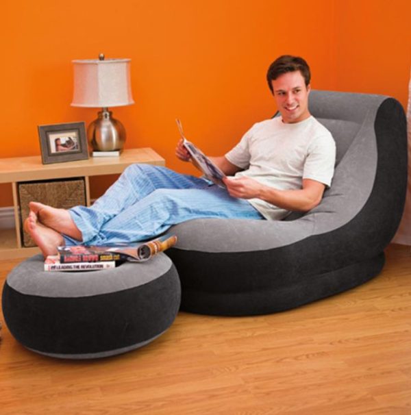 Sillón Inflable con Posa Pies Gris Intex - Imagen 2