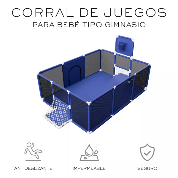 Corralito Para Bebé Corral Infantil, Gimnasio De Juegos Azul - Imagen 6