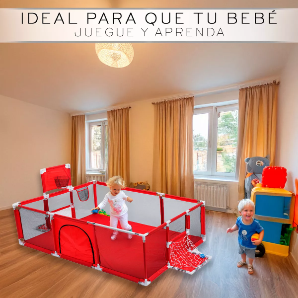 Corralito Para Bebé Corral Infantil, Gimnasio De Juegos Rojo - Imagen 3