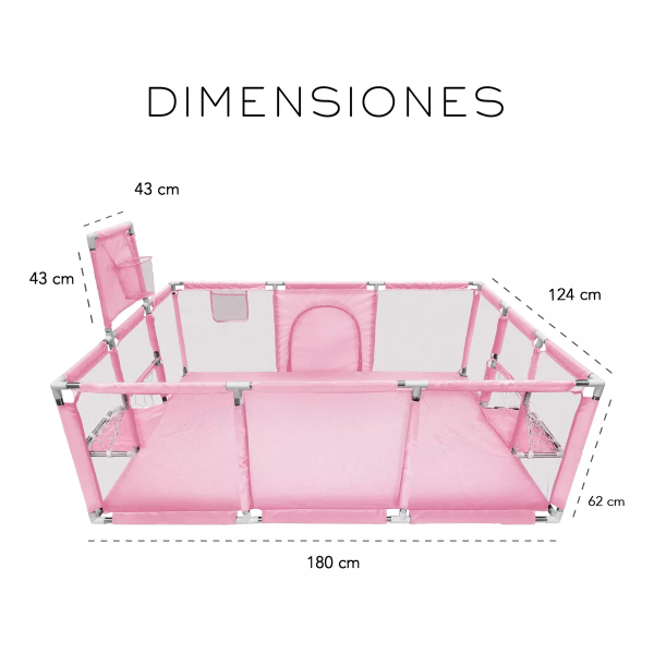 Corralito Para Bebé Corral Infantil, Gimnasio De Juegos Rosa - Imagen 2