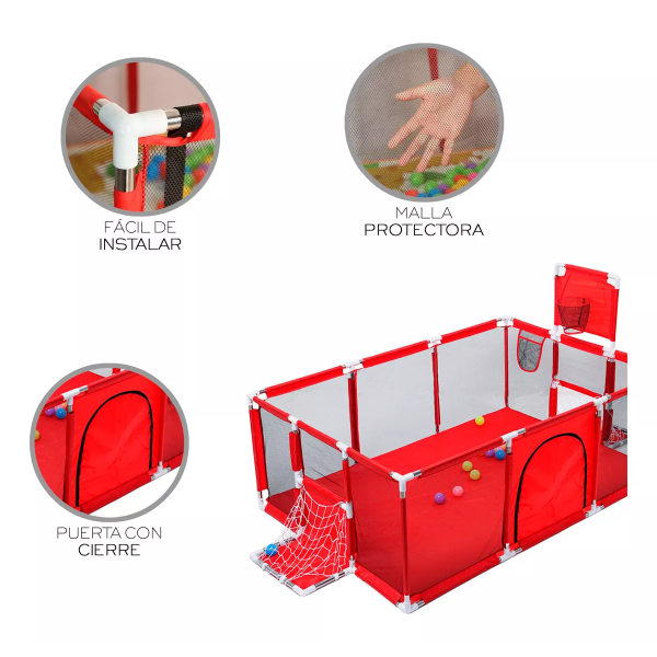 Corralito Para Bebé Corral Infantil, Gimnasio De Juegos Rojo - Imagen 4