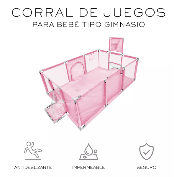 Corralito Para Bebé Corral Infantil, Gimnasio De Juegos Rosa - Imagen 4