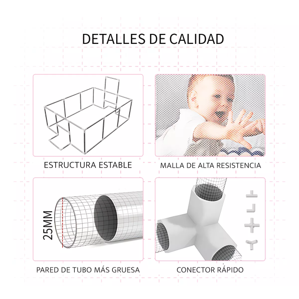 Corralito Para Bebé Corral Infantil, Gimnasio De Juegos Rosa - Imagen 5