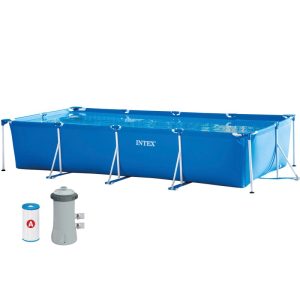 Piscina Armable Rectangular con Filtro 450x220x84cm Intex