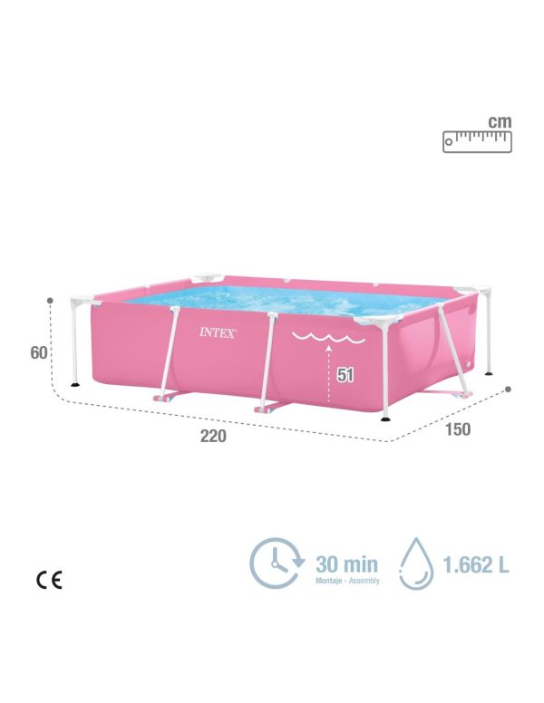 Piscina Armable Rectangular 220x150x60cm Intex - Rosado - Imagen 6