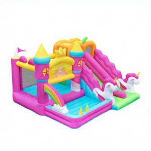 Castillo Inflable Unicornio con Tobogán doble y saltarín