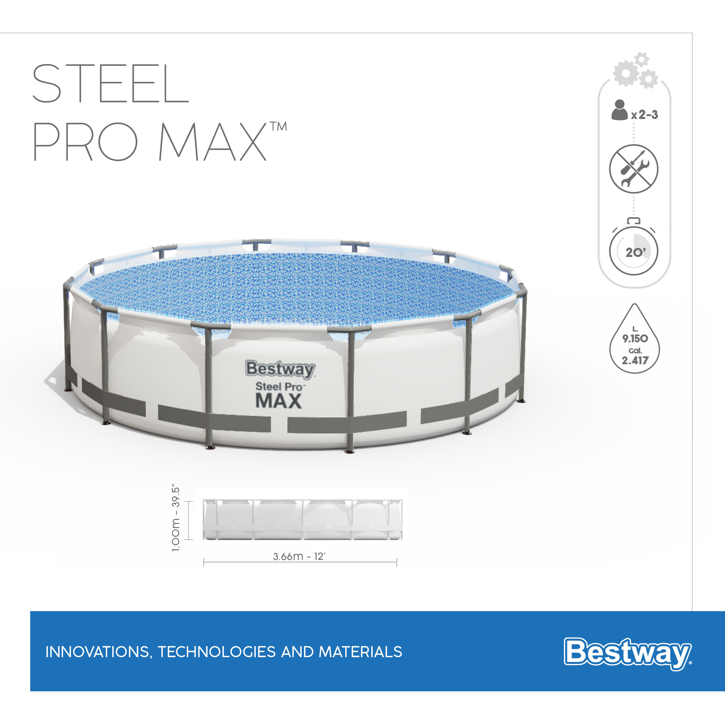 Piscina Armable Steel Pro Max 366x100CM Bestway - Imagen 4